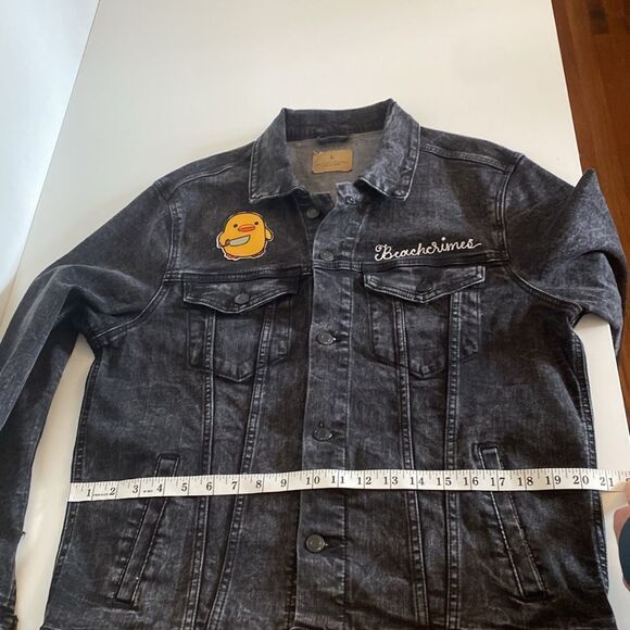 Embellished Black Oversized Denim Jacket Size L - Picture 9 of 11